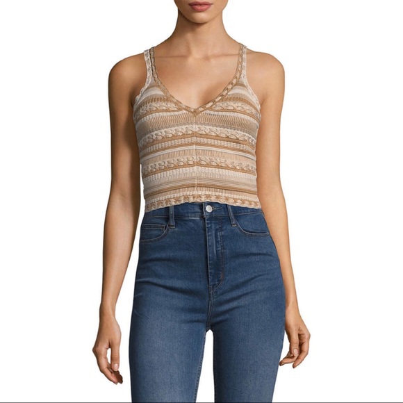 Alice + Olivia Tops - NWT Alice + Olivia Gold Crochet Crop Top